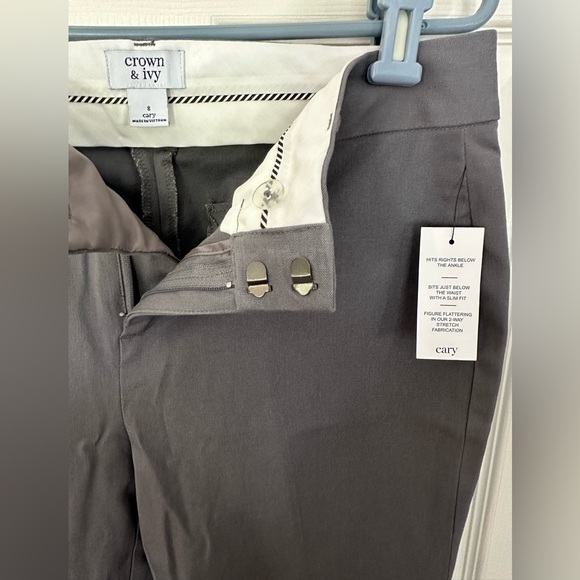 NEW Belk Crown & Ivy Cary Womens gray Pants‎ Size 8 - Picture 2 of 5